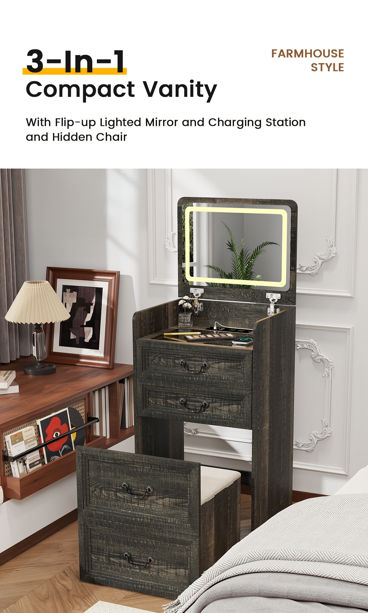 HWB 3-in-1 Dresser With Flip-Up Mirror